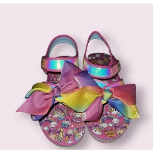 Girls Jojo Siwa Sandals Size 5 Pink Rainbow Iridescent